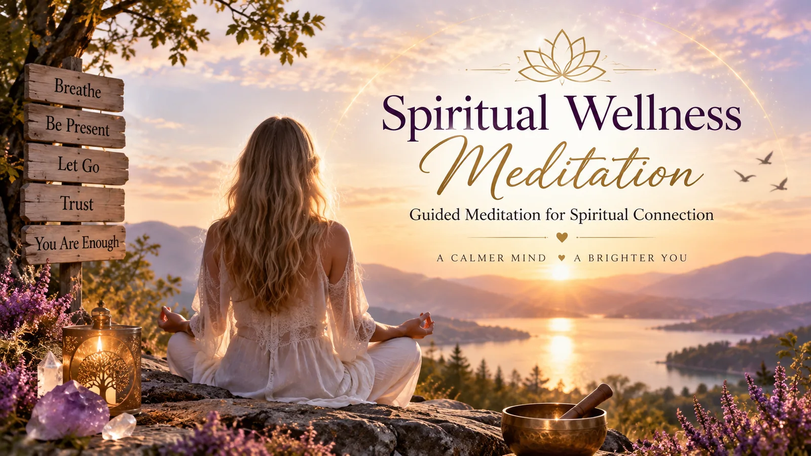 Spiritual wellness meditation for peace, grounding and spiritual connection