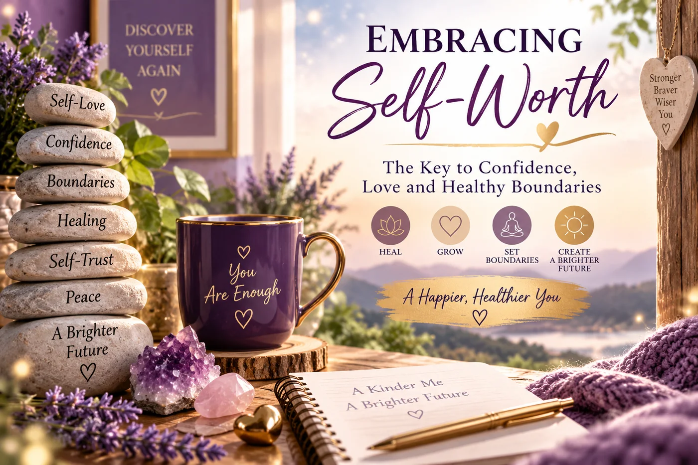 Embracing self-worth with confidence, healthy boundaries, healing and self-trust