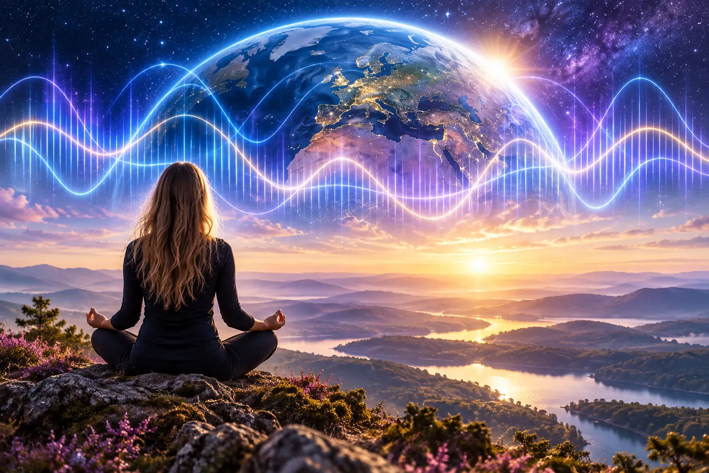 Schumann Resonance represented by electromagnetic waves surrounding the Earth