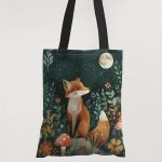 fox design canvas tote bags