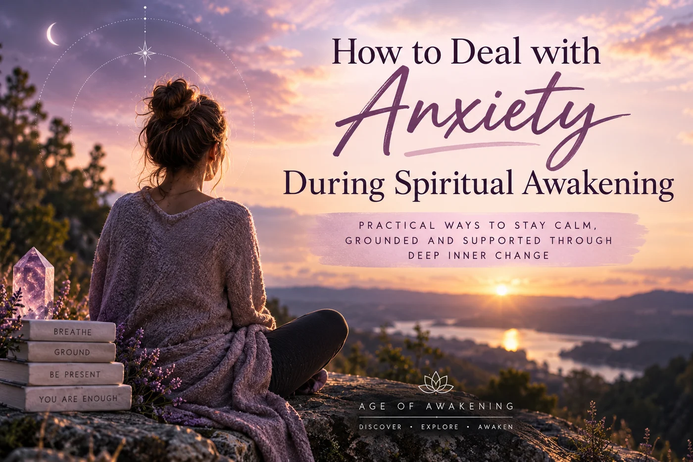Woman grounding in nature during anxiety and spiritual awakening